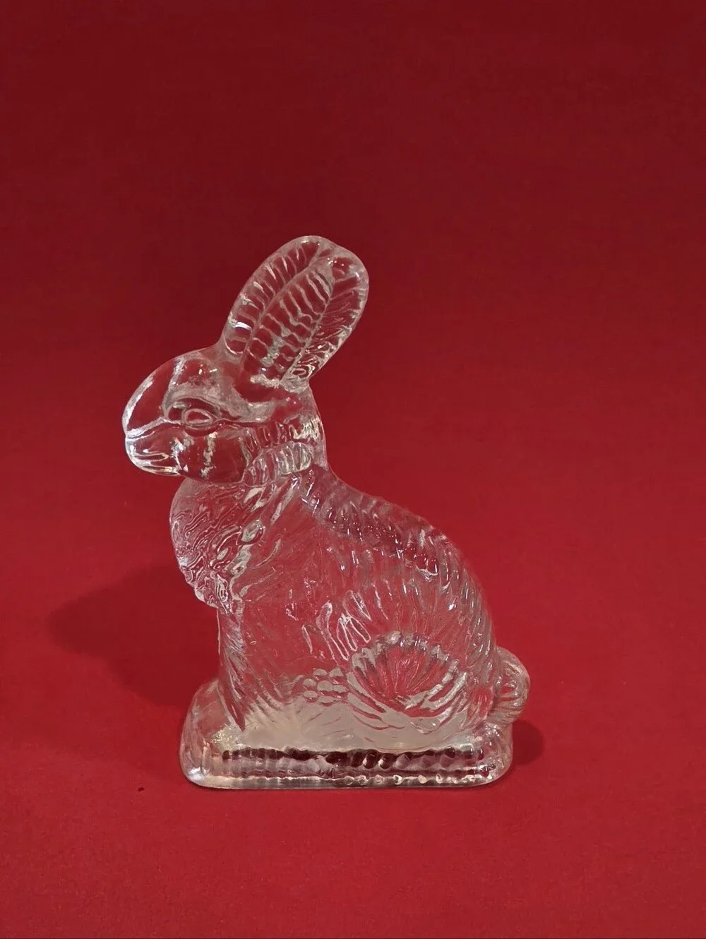 Pressed Clear Glass Rabbit Figurine/ Candy Container